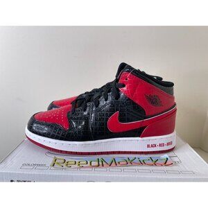 Jordan 1 MID SS Bred Black Red Text GS Grade School Youth DM9650 001